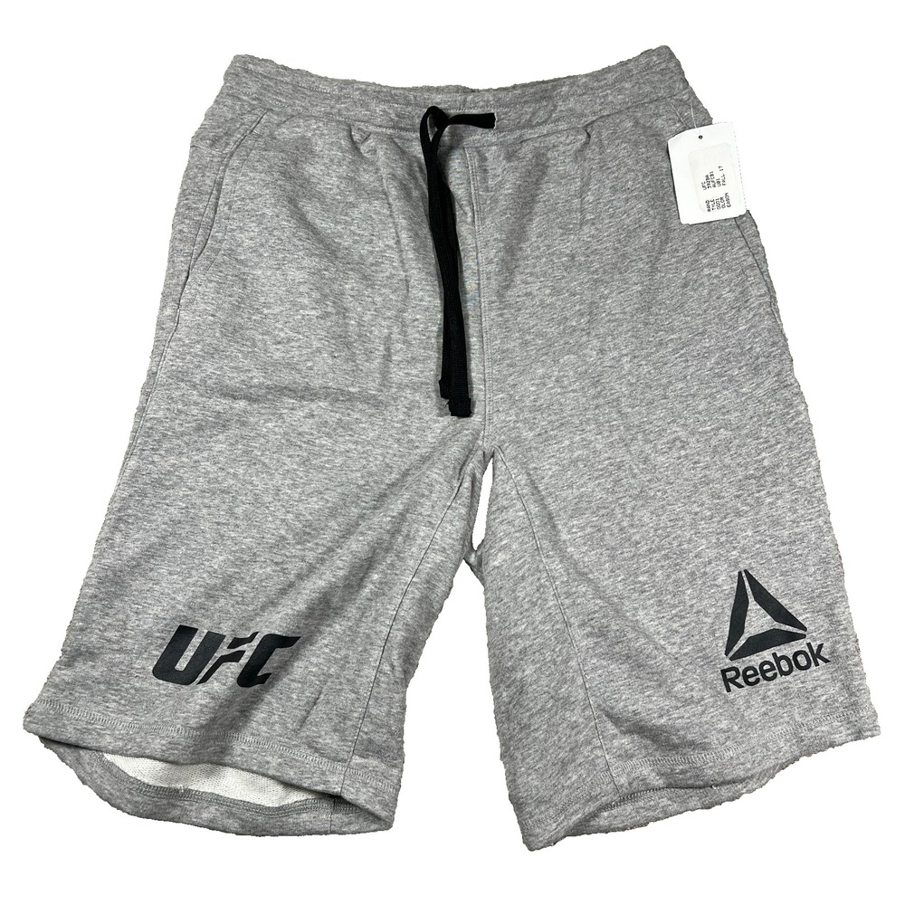 Reebok Mens Medium Gray UFC Elastic Waist Drawstring MMA‎ Fan Gear Shorts NWT